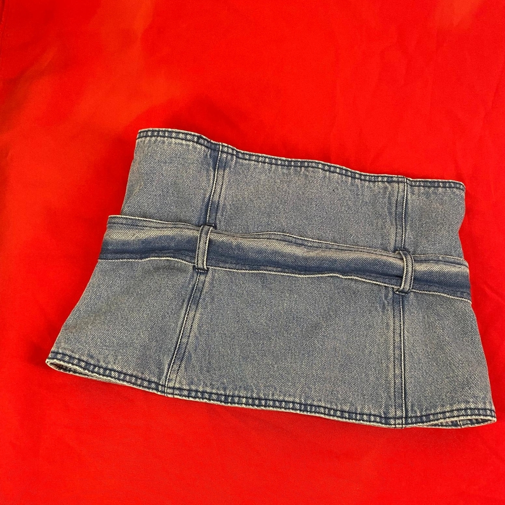 Zara Denim Strapless Peplum Top in Blue - Picture 10 of 10